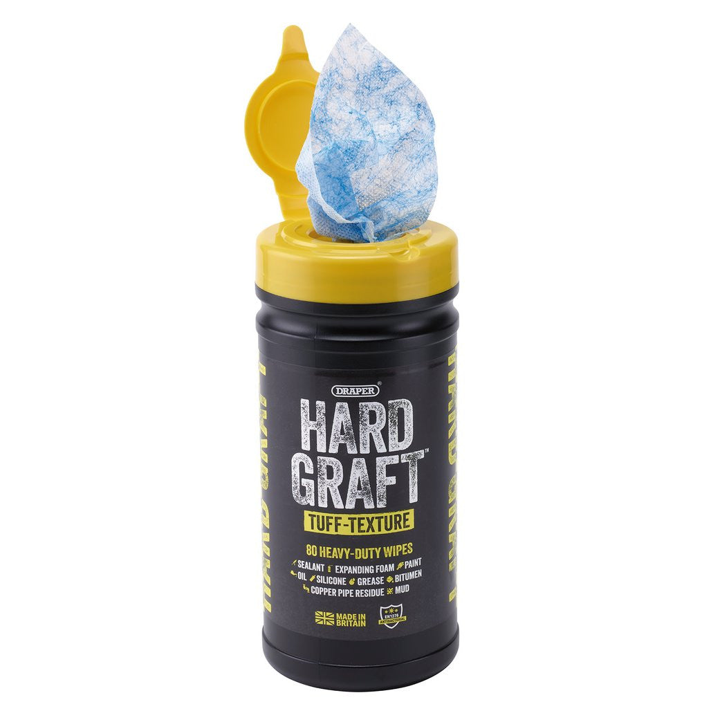 Draper Hard Graft Multipurpose Tuff-Texture Wipes (Tub of 80)  12436