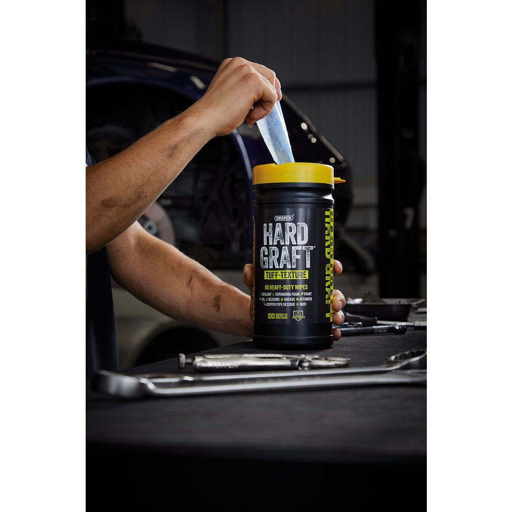 Draper Hard Graft Multipurpose Tuff-Texture Wipes (Tub of 80)  12436