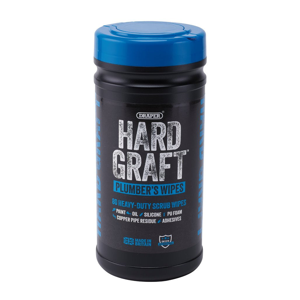 Draper Hard Graft Plumbers Wipes (Tub of 80)  12438
