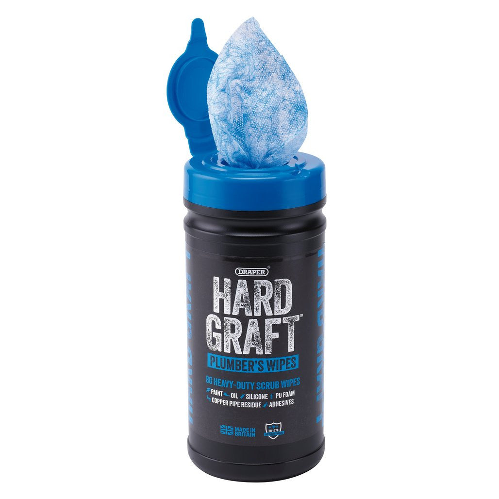 Draper Hard Graft Plumbers Wipes (Tub of 80)  12438