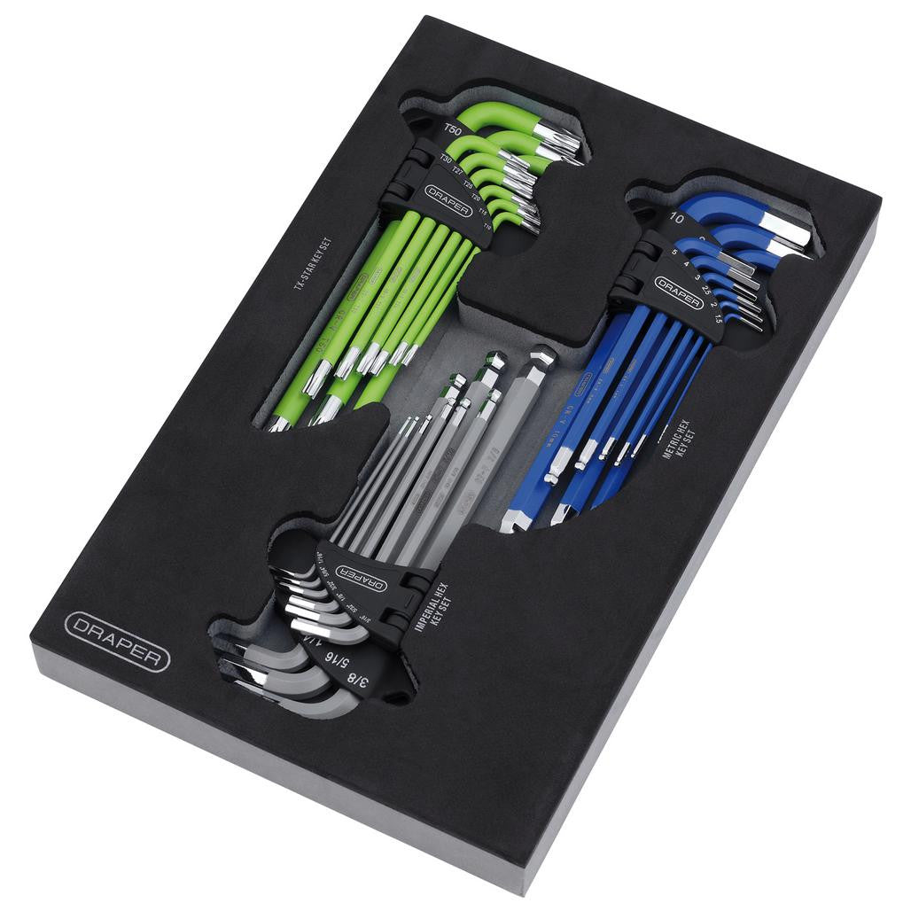 Draper TX-STAR®, Imperial & Metric Ball End Hex Key Sets (27 Piece)  12822