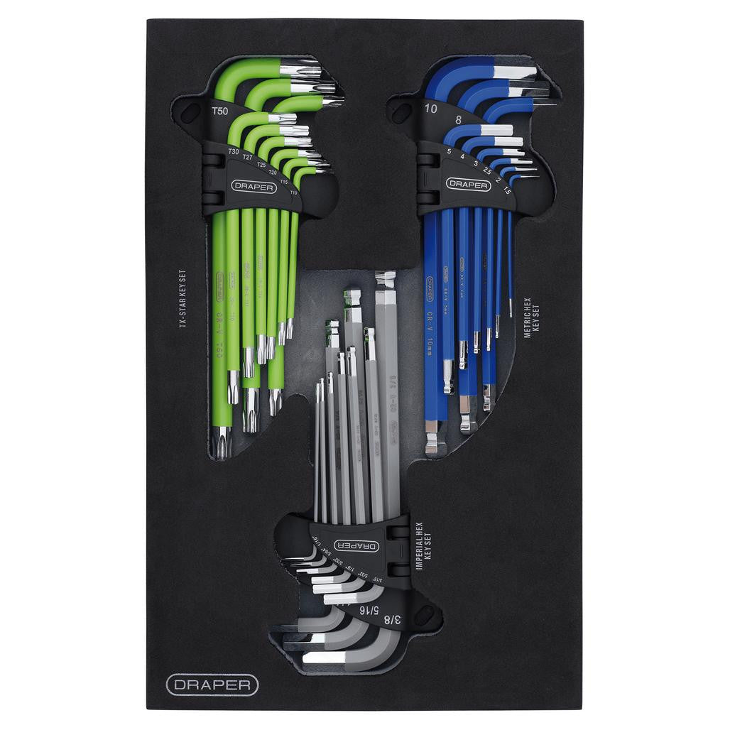 Draper TX-STAR®, Imperial & Metric Ball End Hex Key Sets (27 Piece)  12822