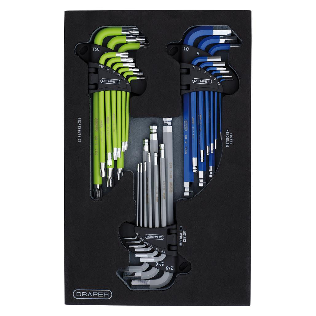Draper TX-STAR®, Imperial & Metric Ball End Hex Key Sets (27 Piece)  12822