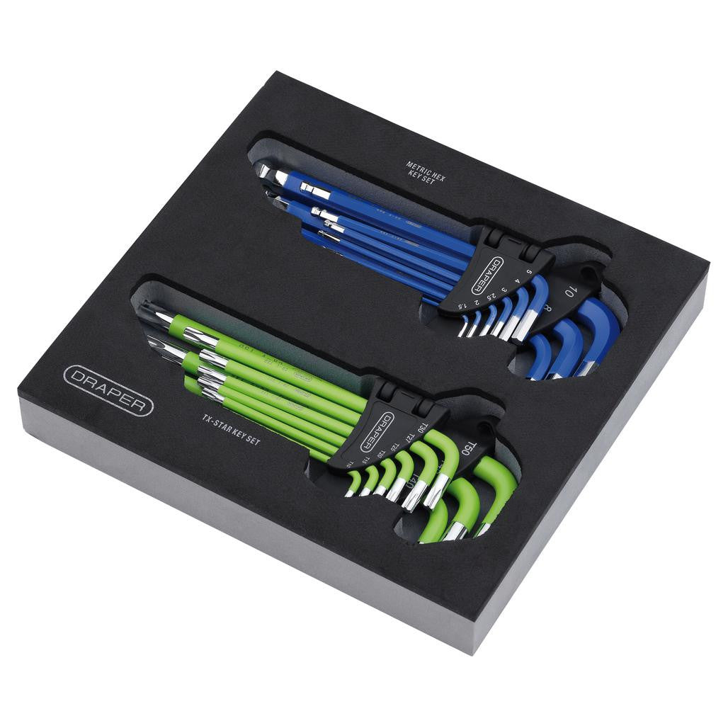 Draper TX-STAR® Metric Ball End Hex Key Sets in Storage Tray (18 Piece)  12823