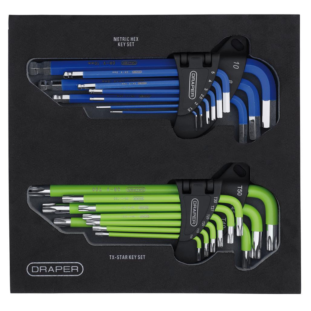 Draper TX-STAR® Metric Ball End Hex Key Sets in Storage Tray (18 Piece)  12823