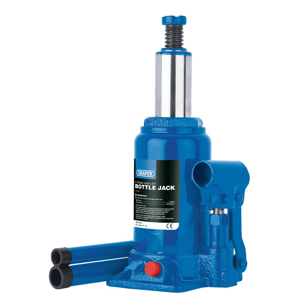 Draper High Lift Hydraulic Bottle Jack, 4 Tonne 13107