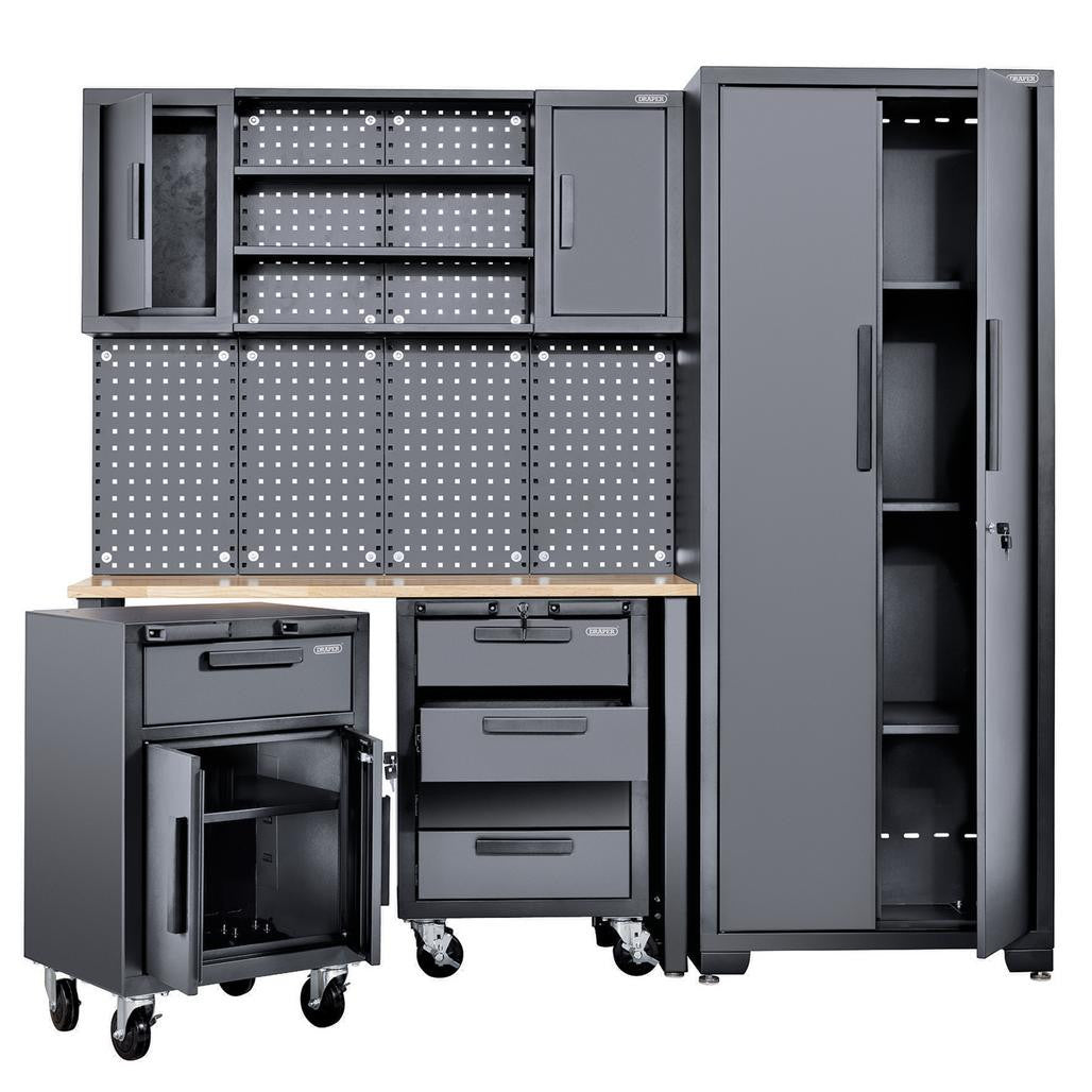 Draper Single Garage Workstation with Roller Cabinets 13269