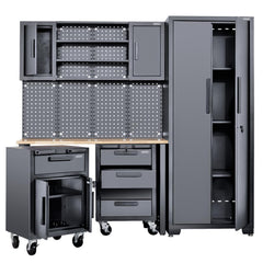 Draper Single Garage Workstation with Roller Cabinets 13269