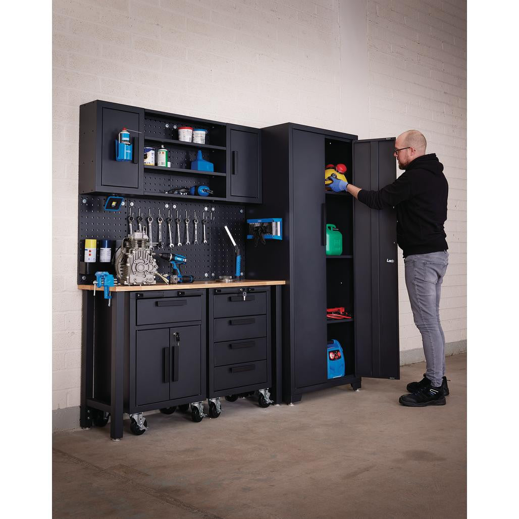 Draper Single Garage Workstation with Roller Cabinets 13269