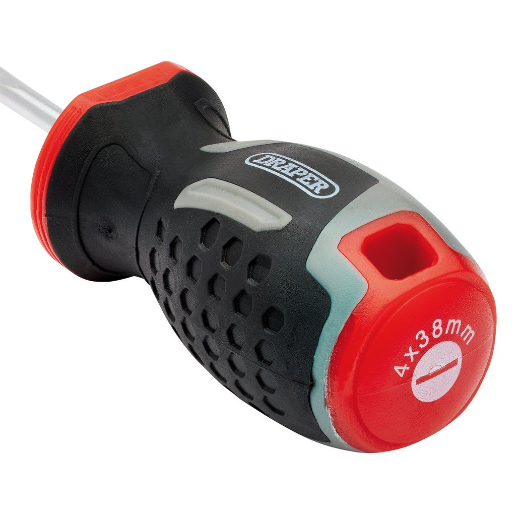 Draper Slotted Soft Grip Screwdriver, SL4 x 38mm  13379