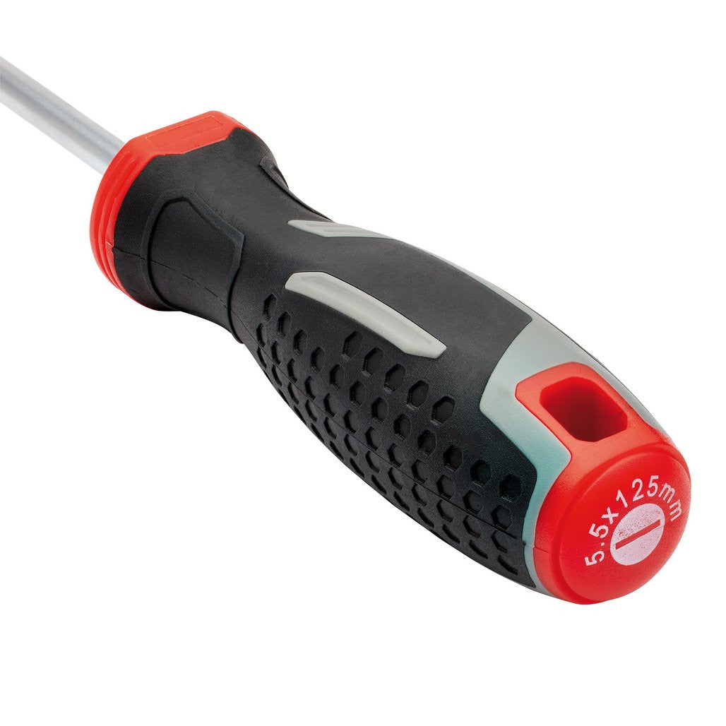 Draper Slotted Parallel Soft Grip Screwdriver, SL5.5 x 125mm  13389