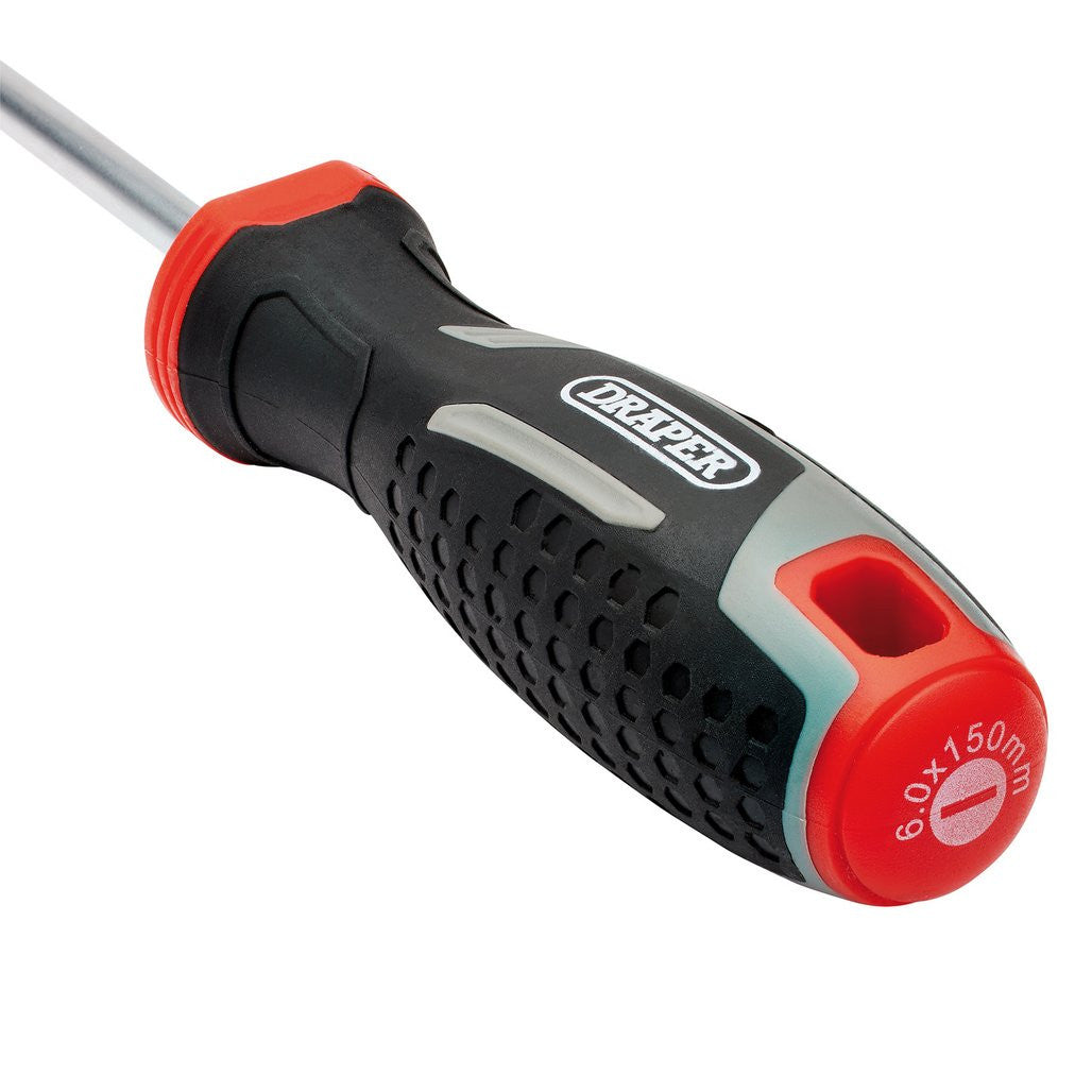 Draper Slotted Soft Grip Screwdriver, SL6 x 150mm  13390