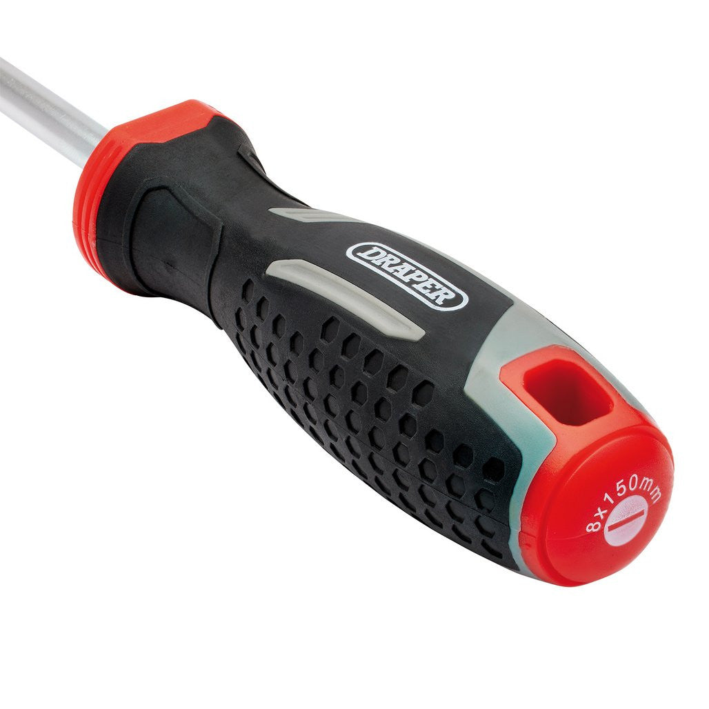 Draper Slotted Soft Grip Screwdriver, SL8 x 150mm  13392