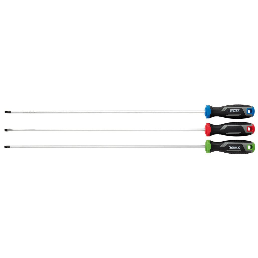 Draper Long Reach Soft Grip Screwdriver Set (3 Piece)  13429