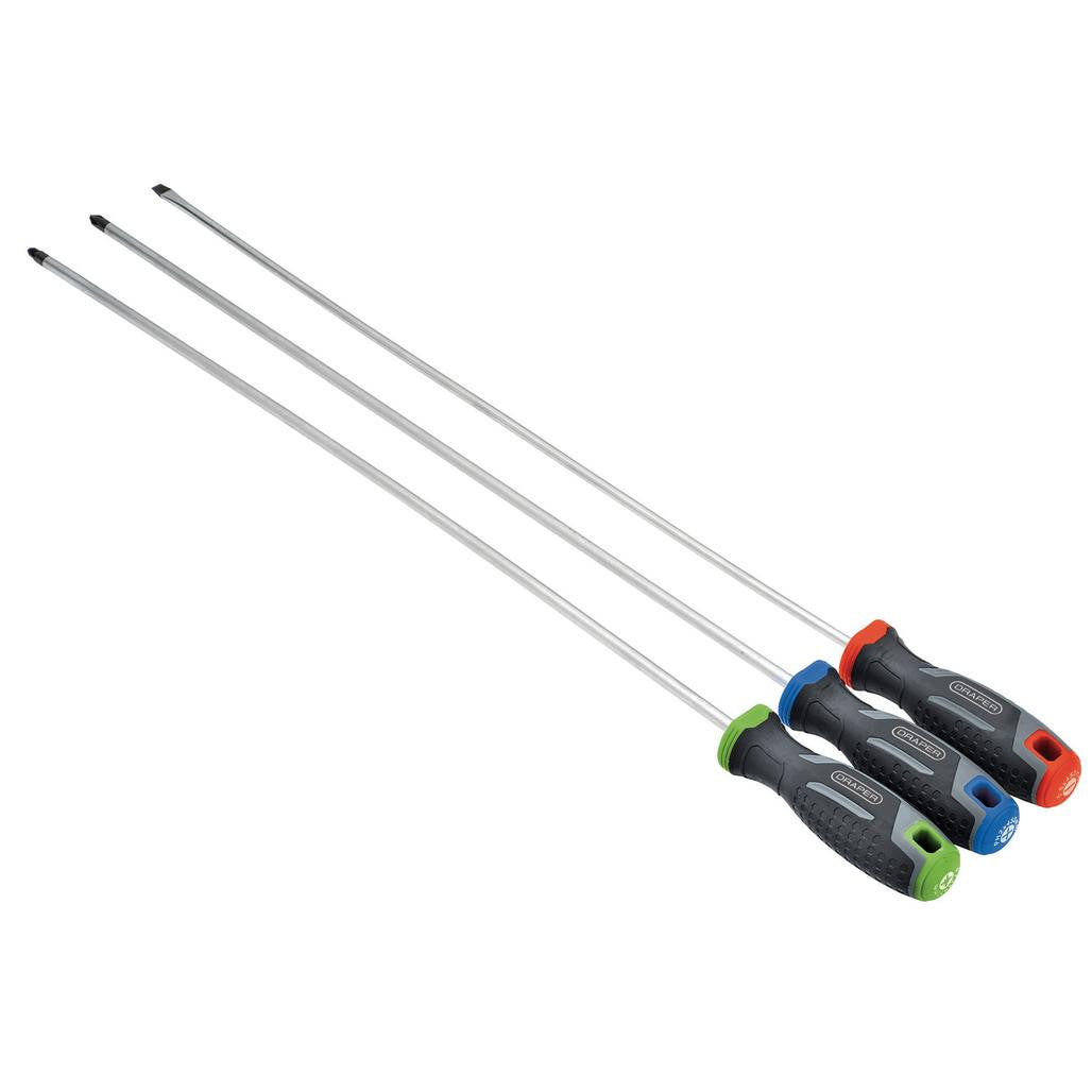 Draper Long Reach Soft Grip Screwdriver Set (3 Piece)  13429
