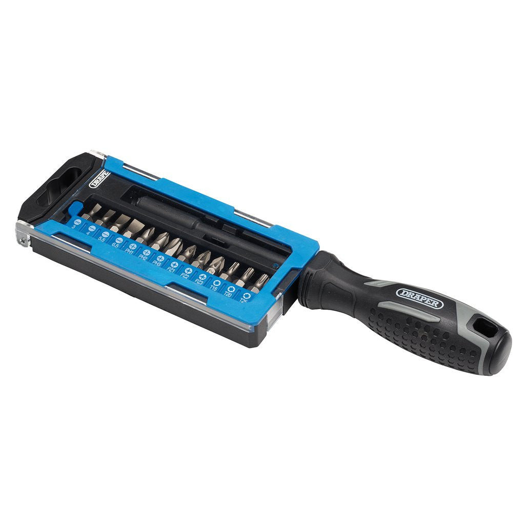 Draper Soft Grip Magnetic Screwdriver and Bit Set, 1/4" x 100mm (14 Piece)   13438