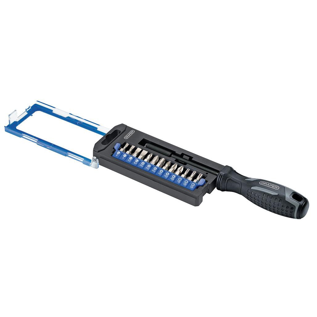 Draper Soft Grip Magnetic Screwdriver and Bit Set, 1/4" x 100mm (14 Piece)   13438
