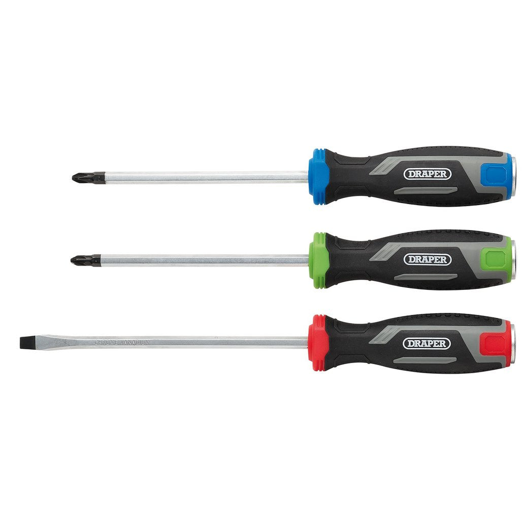 Draper Pound Thru Soft Grip Screwdriver Set (3 Piece)   13486
