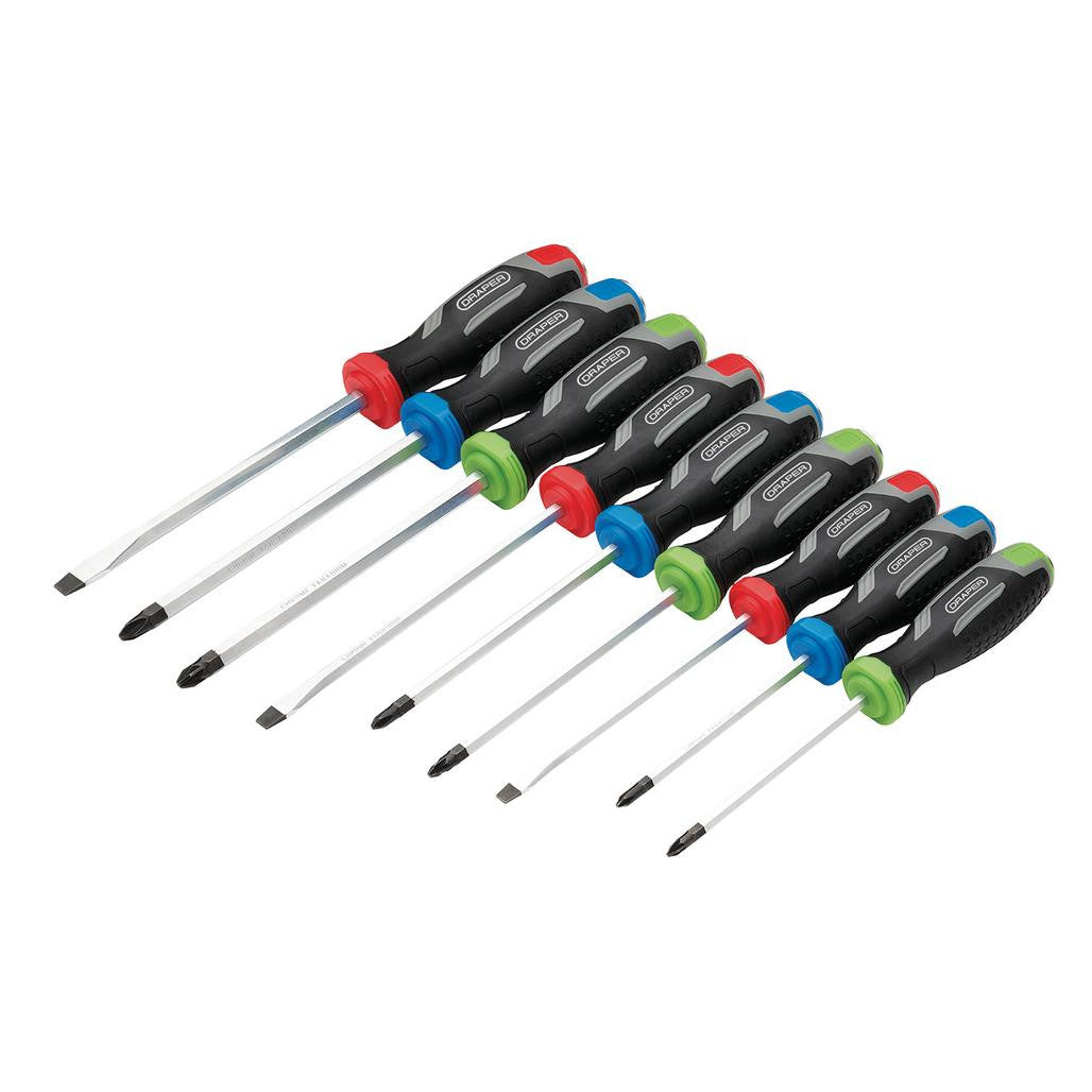 Draper Pound Thru Soft Grip Screwdriver Set (9 Piece)   13487