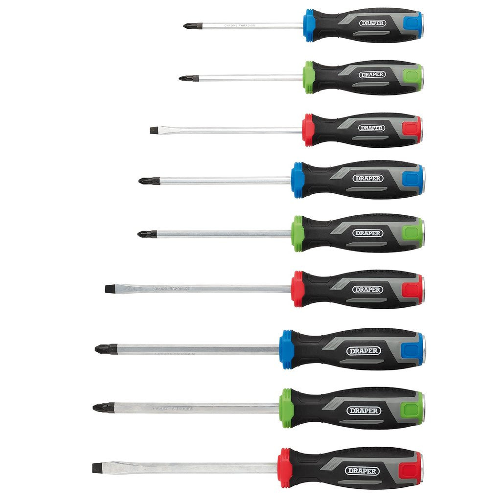 Draper Pound Thru Soft Grip Screwdriver Set (9 Piece)   13487