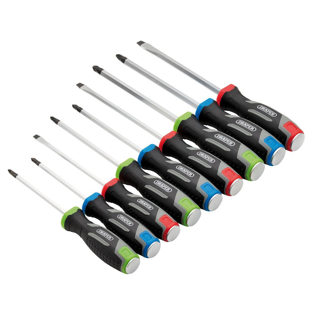 Draper Pound Thru Soft Grip Screwdriver Set (9 Piece)   13487