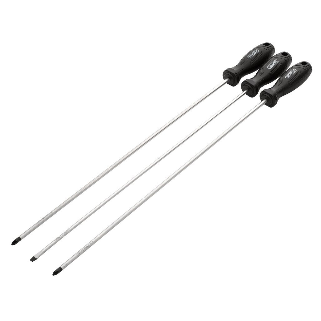 Draper Long Reach Hard Grip Screwdriver Set (3 Piece)  13580