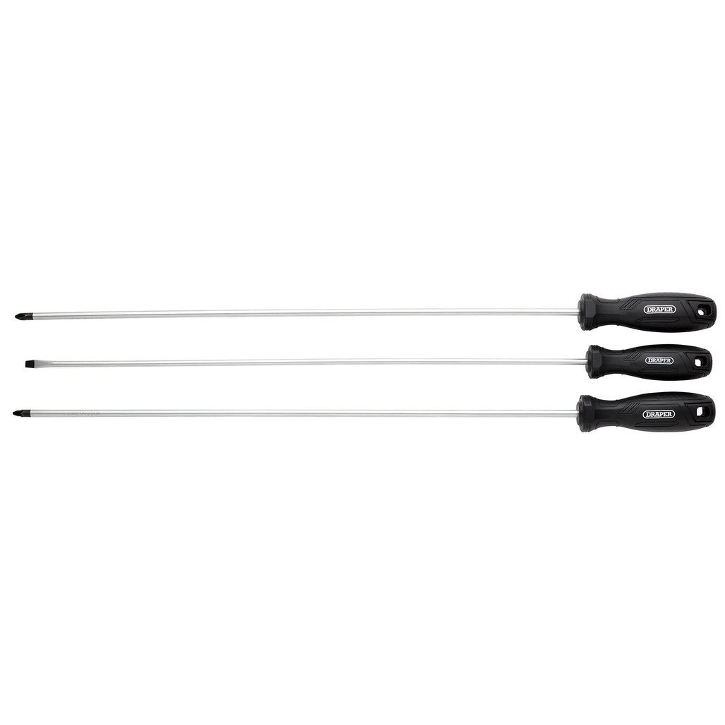 Draper Long Reach Hard Grip Screwdriver Set (3 Piece)  13580