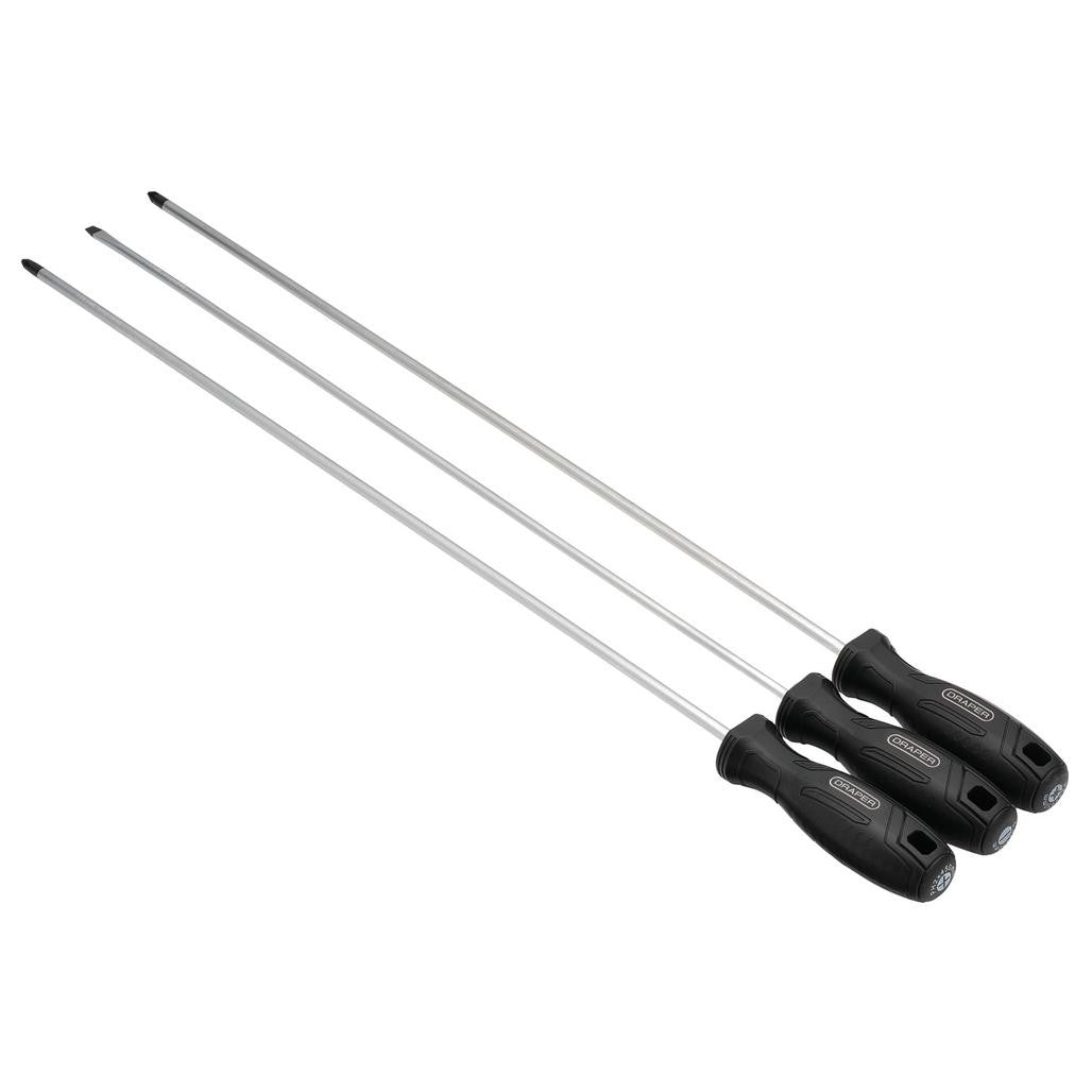 Draper Long Reach Hard Grip Screwdriver Set (3 Piece)  13580