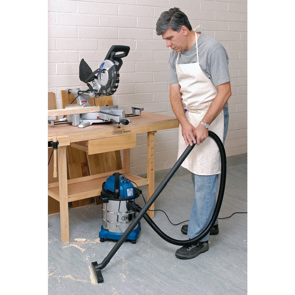 Draper 230V Wet & Dry Vacuum Cleaner with Stainless Steel Tank, 20L, 1250W  13785