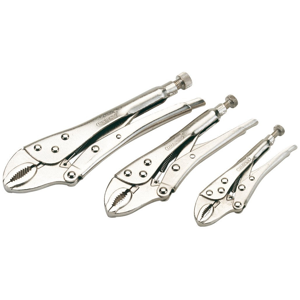 Draper Curved Jaw Self Grip Pliers Set (3 Piece)  14040