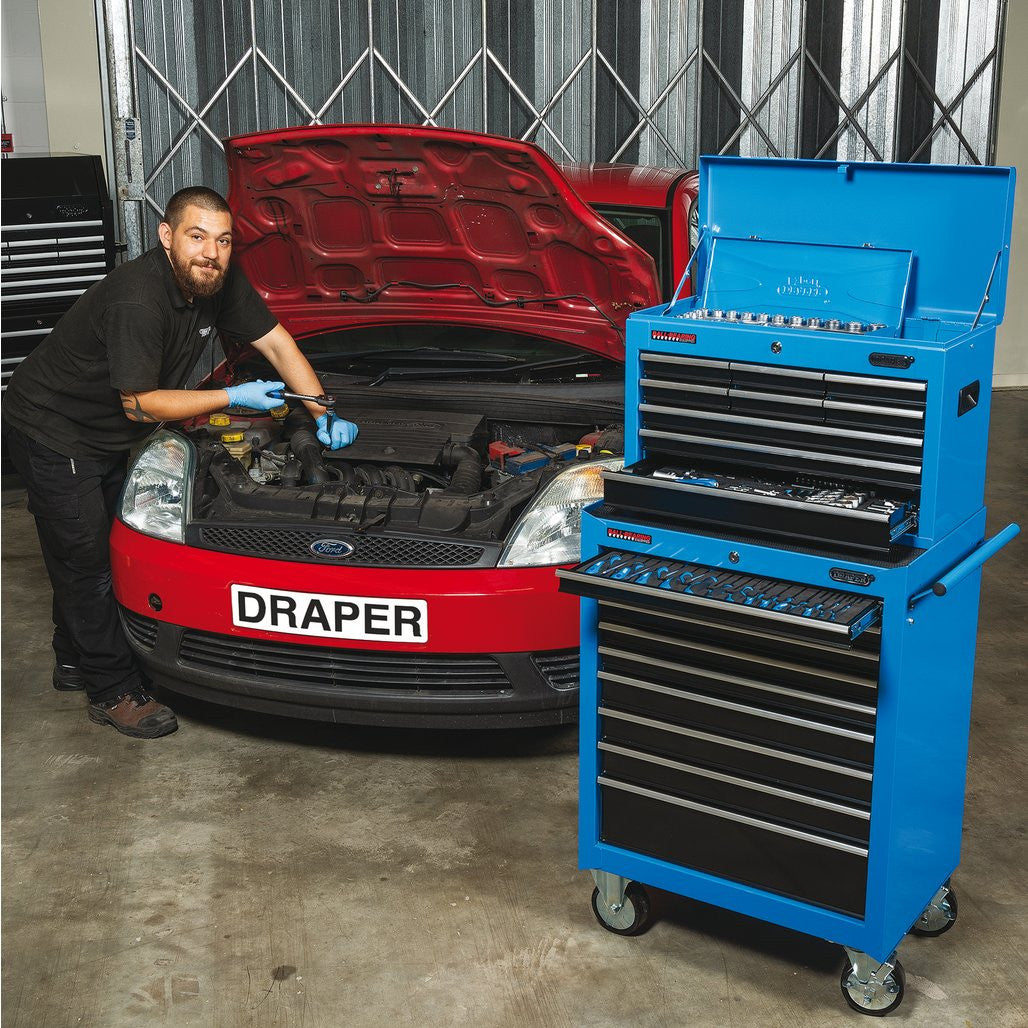 Draper Tool Chest, 9 Drawer, 26", Blue 14910