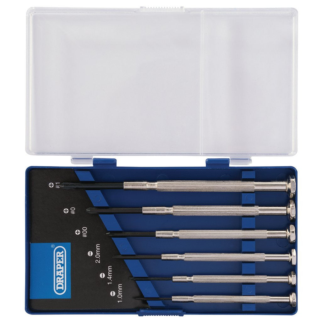 Draper Precision Screwdriver Set, 3 x Plain Slot, 3 x Cross Slot (6 Piece)  14956