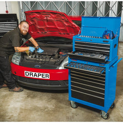Draper Roller Tool Cabinet, 9 Drawer, 26", Blue 15110