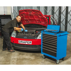 Draper Roller Tool Cabinet, 9 Drawer, 26", Blue 15110