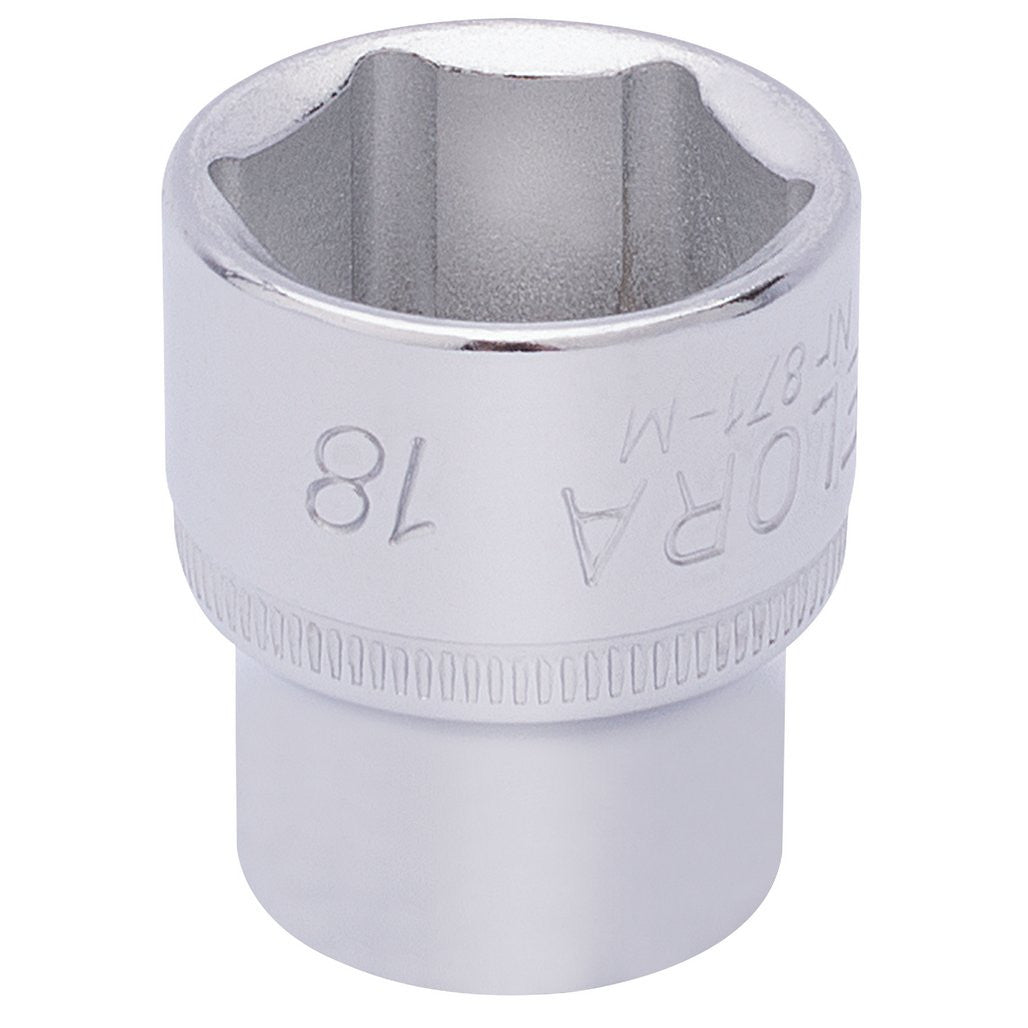 Draper Elora Hexagon Socket, 3/8" Sq. Dr., 18mm  15235