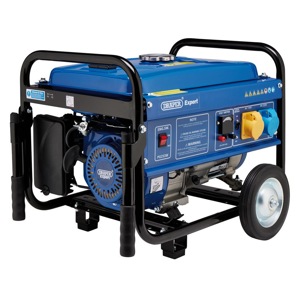Draper Expert Petrol Generator with Wheels, 2000W   16066