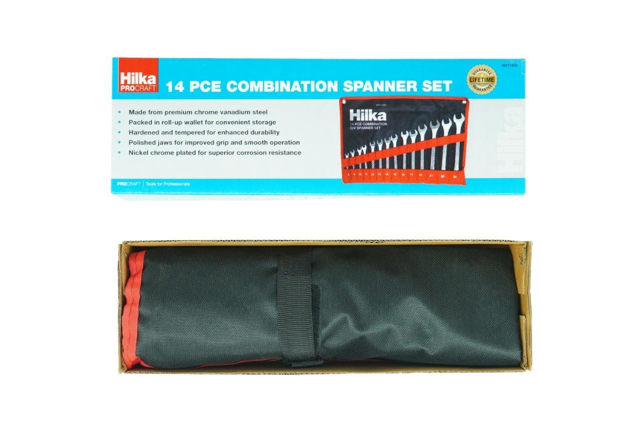 Hilka 14 pce Combination Spanner Set in Pouch Metric 16211402
