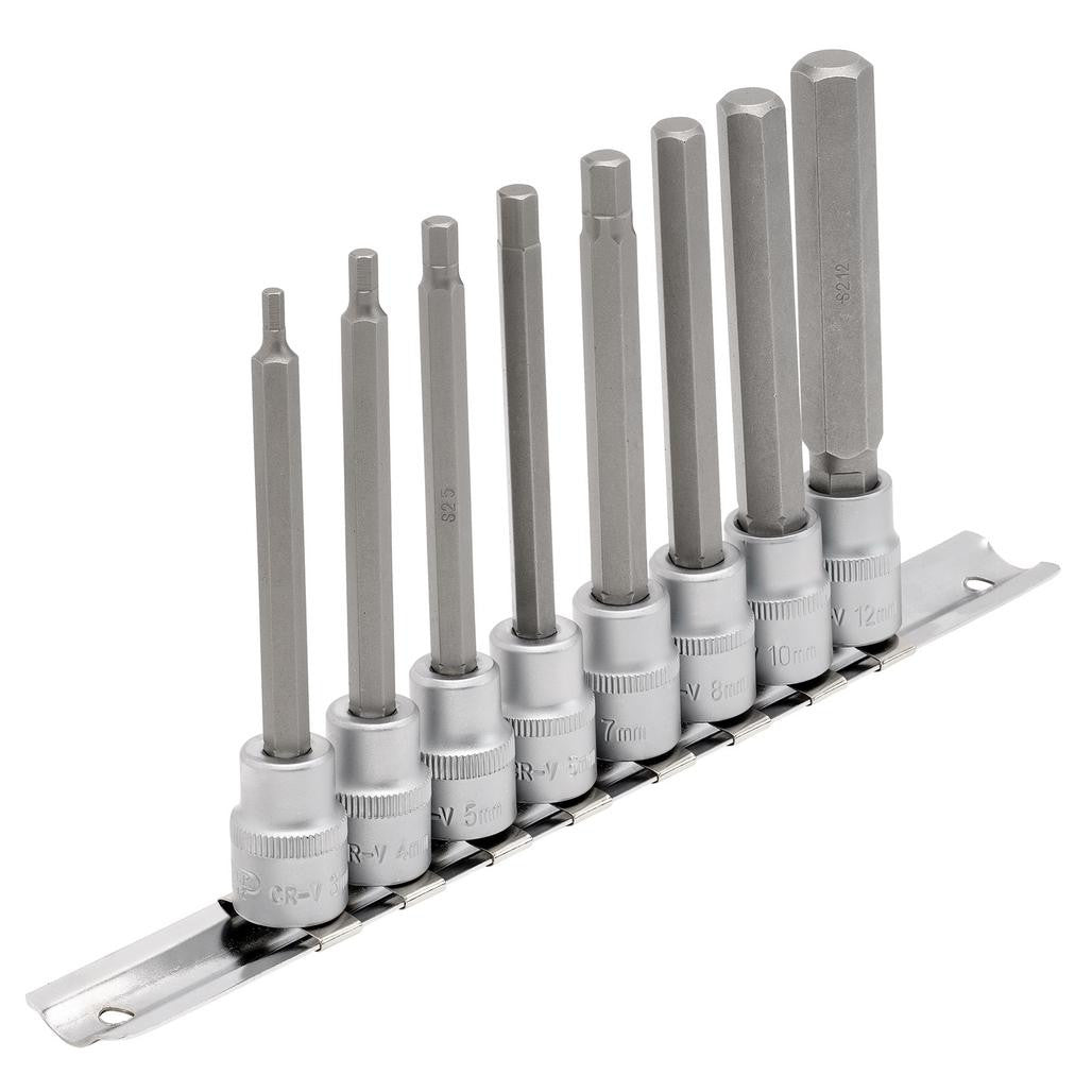 Draper Expert Long Metric Hex. Socket Bit Set, 3/8" Sq. Dr., 100mm (8 Piece)  16286