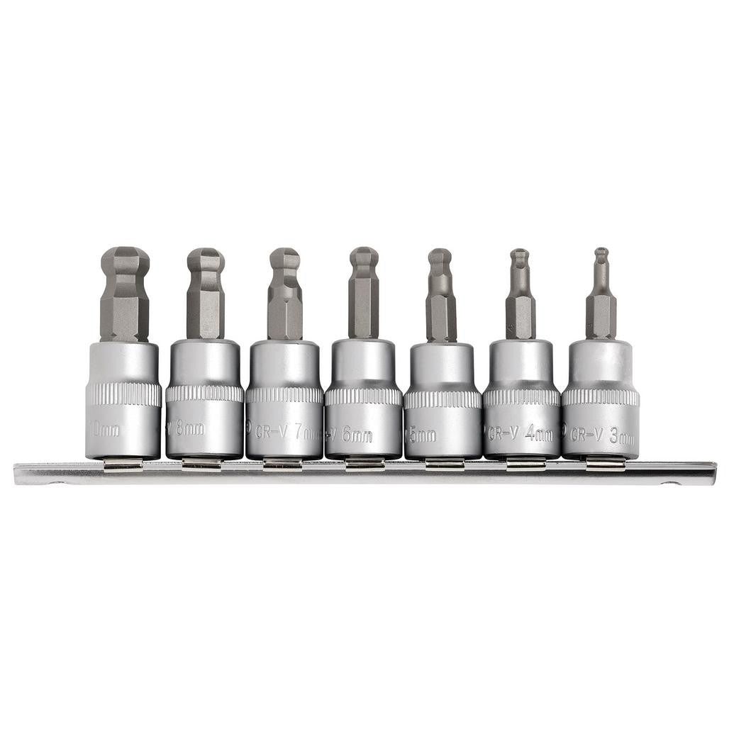 Draper Expert Ball-end Hex. Socket Bit Set, 3/8" Sq. Dr., 48mm (7 Piece)  16296