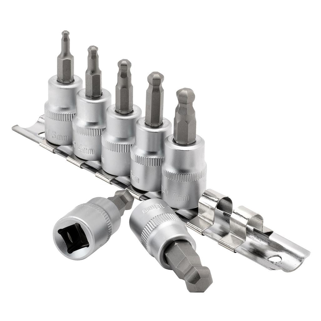 Draper Expert Ball-end Hex. Socket Bit Set, 3/8" Sq. Dr., 48mm (7 Piece)  16296