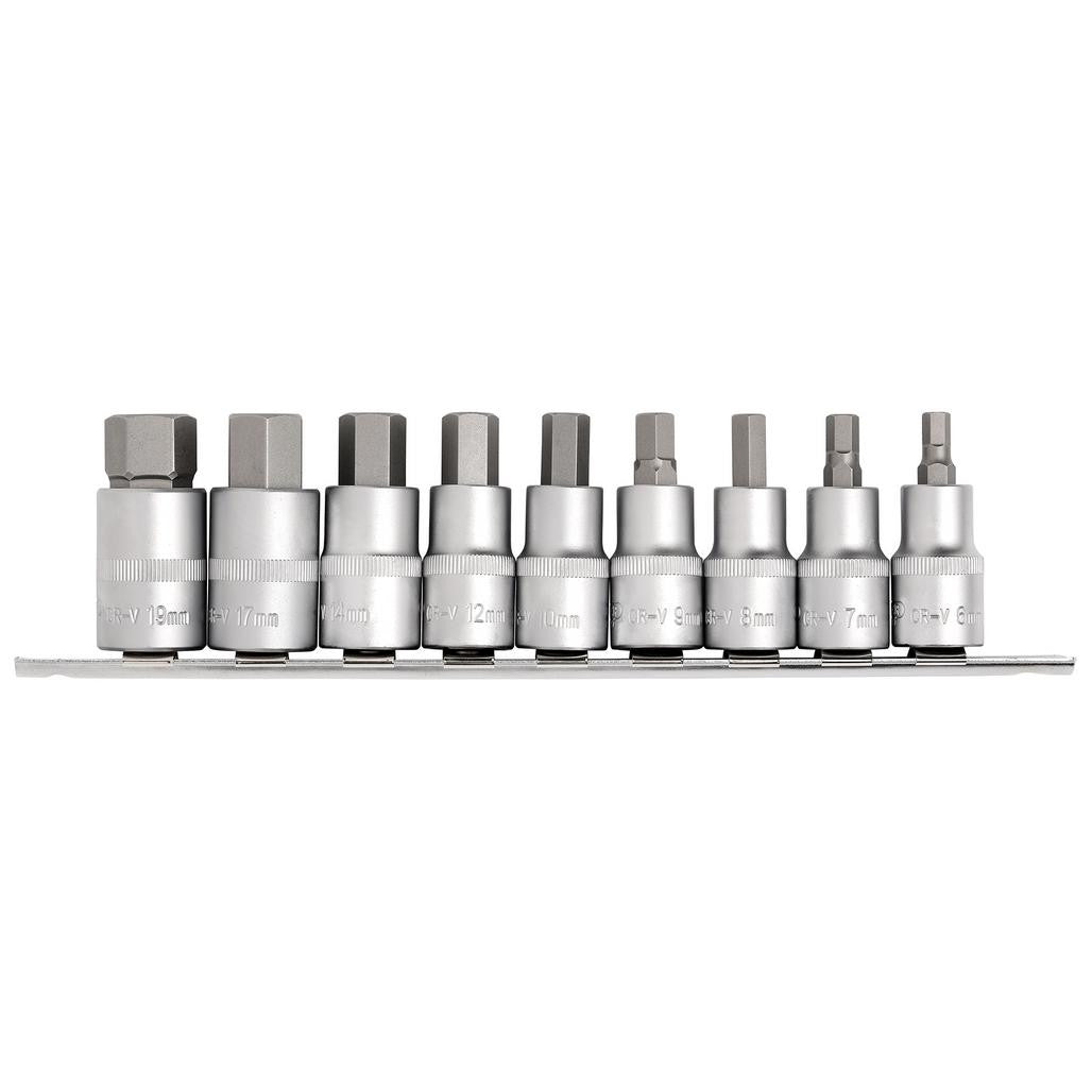 Draper Expert Metric Hex. Socket Bit Set, 1/2" Sq. Dr., 55mm (9 Piece)  16307