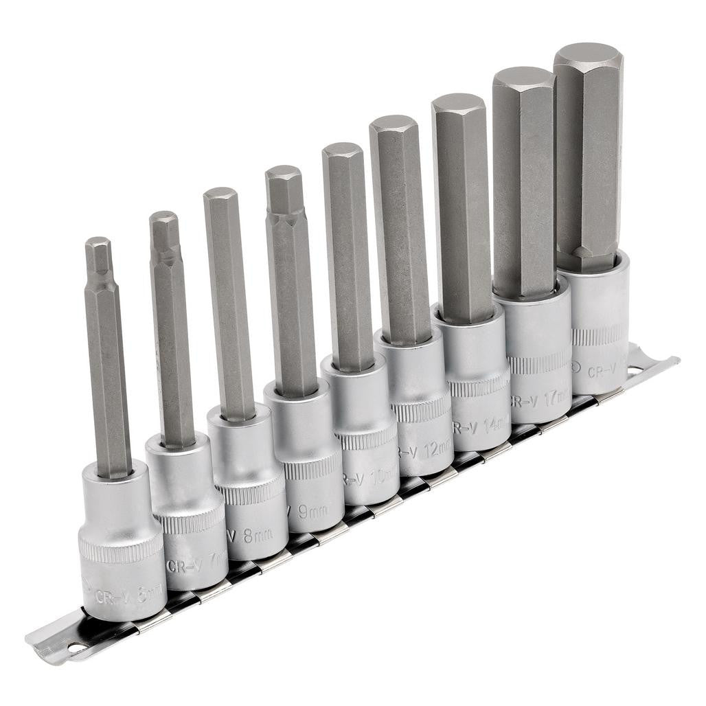 Draper Expert Long Metric Hex. Socket Bit Set, 1/2" Sq. Dr., 100mm (9 Piece)  16308