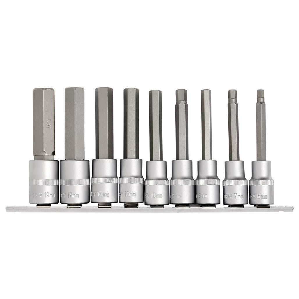 Draper Expert Long Metric Hex. Socket Bit Set, 1/2" Sq. Dr., 100mm (9 Piece)  16308