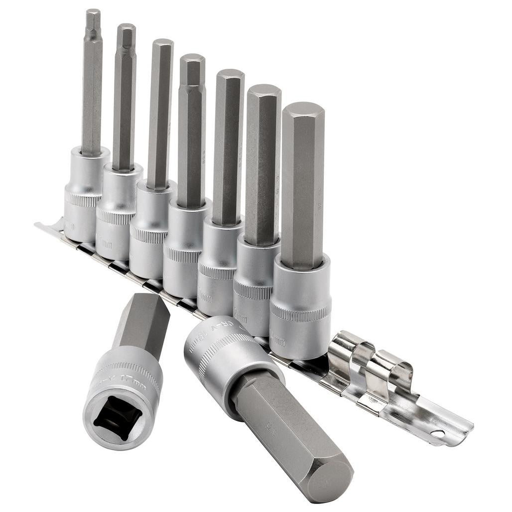 Draper Expert Long Metric Hex. Socket Bit Set, 1/2" Sq. Dr., 100mm (9 Piece)  16308