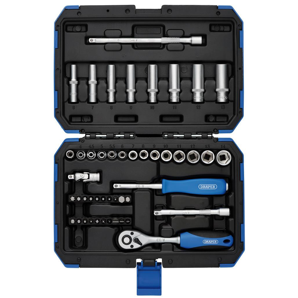 Draper HI-TORQ® Metric Socket Set, 1/4" Sq. Dr. (47 Piece)  16355