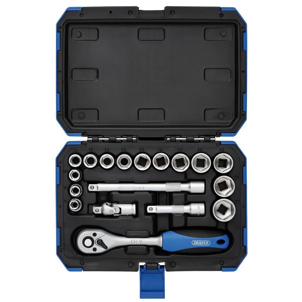 Draper HI-TORQ® Metric Socket Set, 3/8" Sq. Dr. (18 Piece)  16359