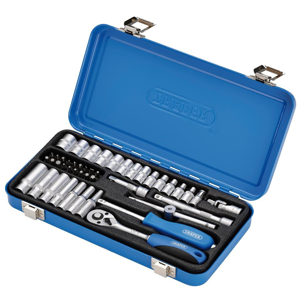 Draper Metric Socket Set in Metal Case, 1/4" Sq. Dr. (45 Piece)  16365