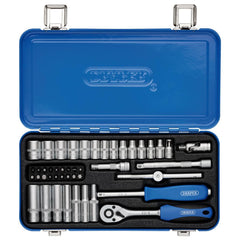 Draper Metric Socket Set in Metal Case, 1/4" Sq. Dr. (45 Piece)  16365