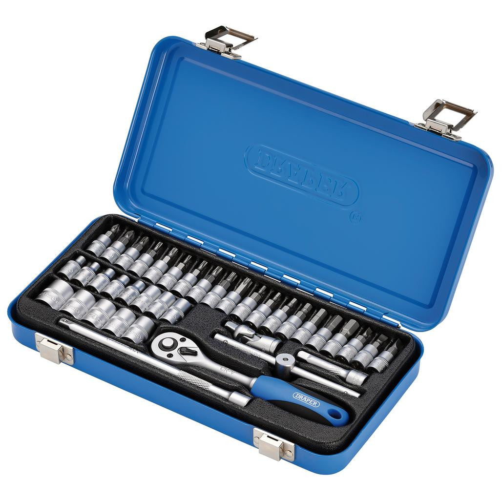 Draper Metric Socket Set in Metal Case, 1/4" Sq. Dr. (38 Piece)  16366