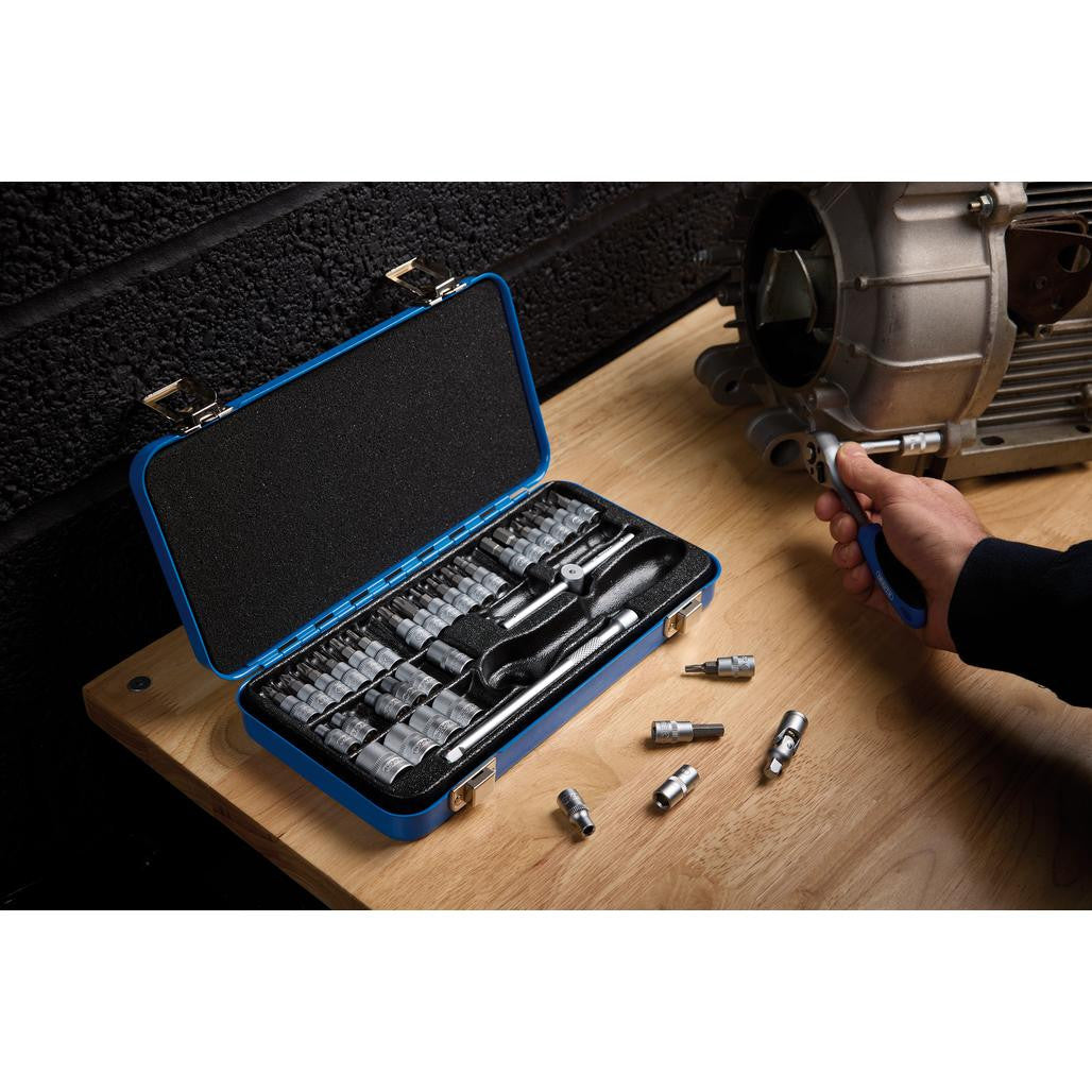 Draper Metric Socket Set in Metal Case, 1/4" Sq. Dr. (38 Piece)  16366